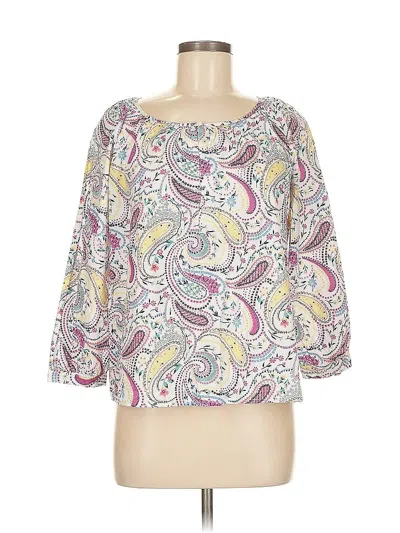 Pre-owned Talbots 3/4 Sleeve Blouse In White