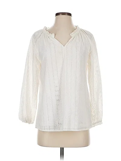 Pre-owned Talbots 3/4 Sleeve Blouse In White