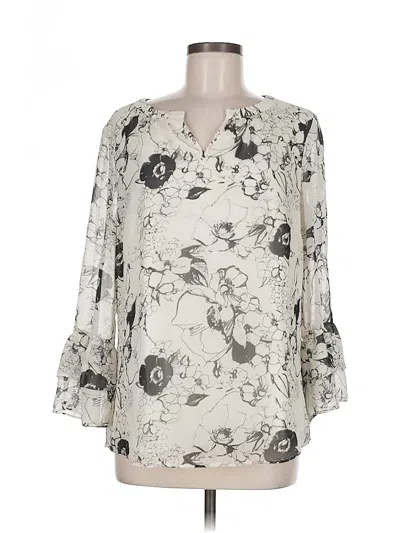 Pre-owned Talbots 3/4 Sleeve Blouse In White