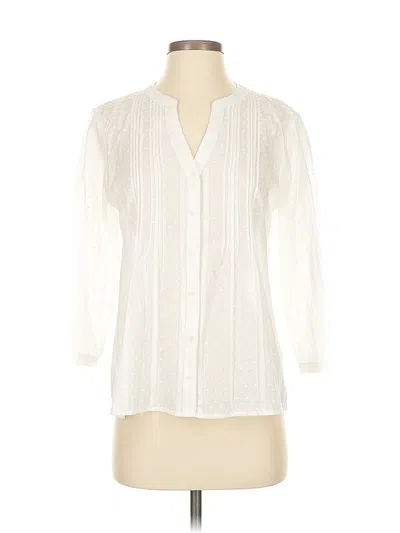 Pre-owned Talbots 3/4 Sleeve Blouse In White