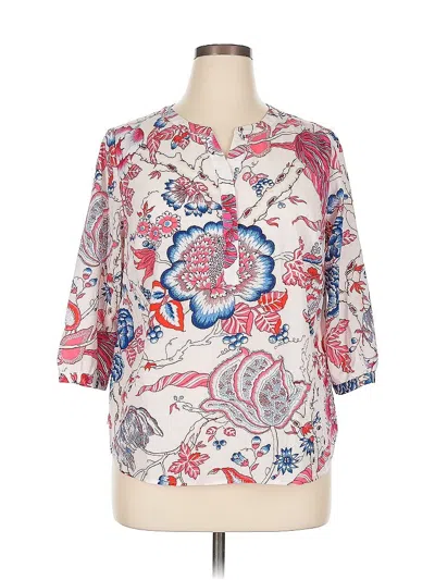 Pre-owned Talbots 3/4 Sleeve Blouse In White