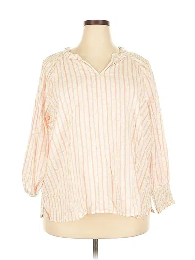 Pre-owned Talbots 3/4 Sleeve Blouse In White