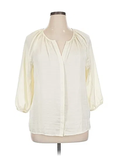 Pre-owned Talbots 3/4 Sleeve Blouse In White