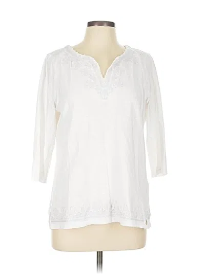 Pre-owned Talbots 3/4 Sleeve Blouse In White