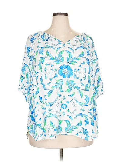 Pre-owned Talbots 3/4 Sleeve Blouse In White