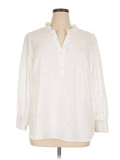 Pre-owned Talbots 3/4 Sleeve Blouse In White