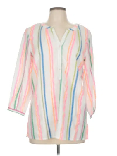 Pre-owned Talbots 3/4 Sleeve Blouse In White