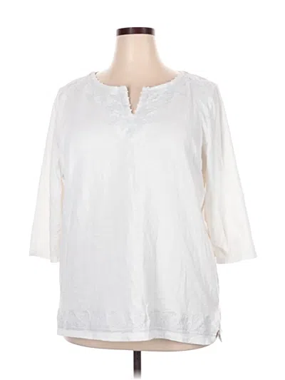 Pre-owned Talbots 3/4 Sleeve Blouse In White