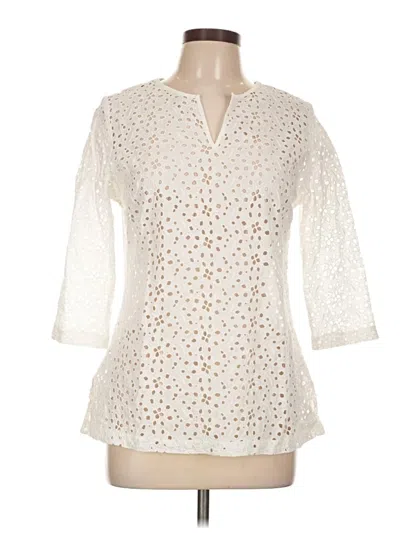 Pre-owned Talbots 3/4 Sleeve Blouse In White