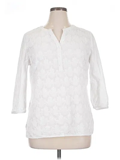 Pre-owned Talbots 3/4 Sleeve Blouse In White