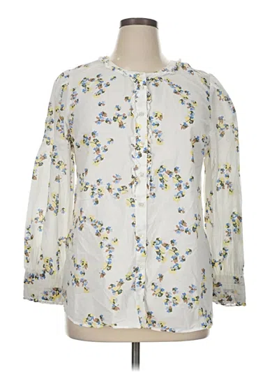 Pre-owned Talbots 3/4 Sleeve Blouse In White