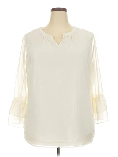 Pre-owned Talbots 3/4 Sleeve Blouse In White