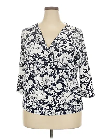 Pre-owned Talbots 3/4 Sleeve Blouse In White