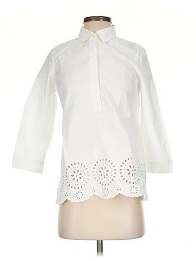 Pre-owned Talbots 3/4 Sleeve Blouse In White