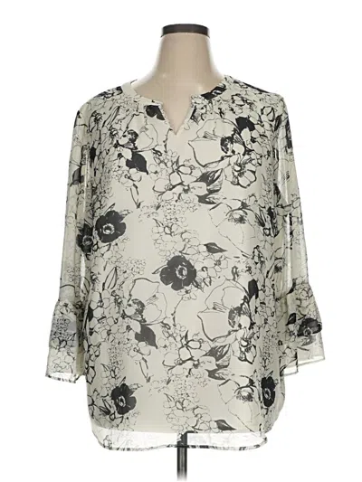 Pre-owned Talbots 3/4 Sleeve Blouse In White
