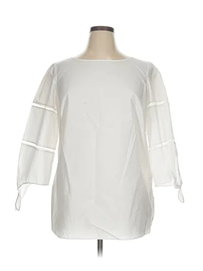 Pre-owned Talbots 3/4 Sleeve Blouse In White