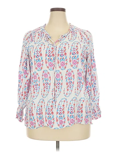 Pre-owned Talbots 3/4 Sleeve Blouse In White