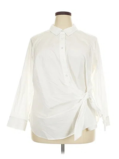 Pre-owned Talbots 3/4 Sleeve Blouse In White