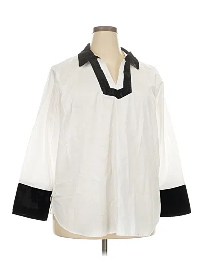 Pre-owned Talbots 3/4 Sleeve Blouse In White