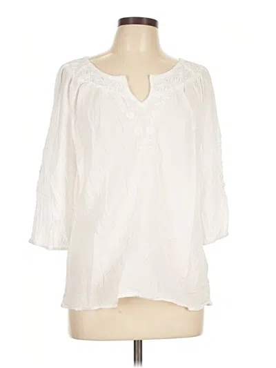Pre-owned Talbots 3/4 Sleeve Blouse In White