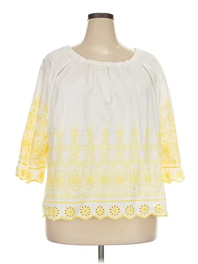 Pre-owned Talbots 3/4 Sleeve Blouse In Yellow