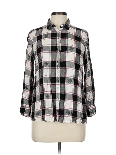 Pre-owned Talbots 3/4 Sleeve Button Down Shirt In Black