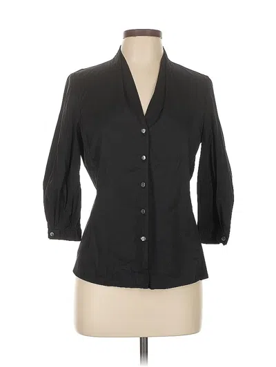 Pre-owned Talbots 3/4 Sleeve Button Down Shirt In Black