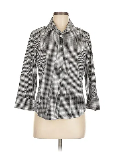 Pre-owned Talbots 3/4 Sleeve Button Down Shirt In Black