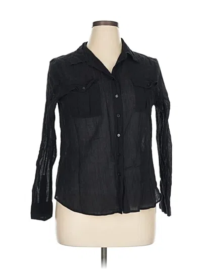 Pre-owned Talbots 3/4 Sleeve Button Down Shirt In Black