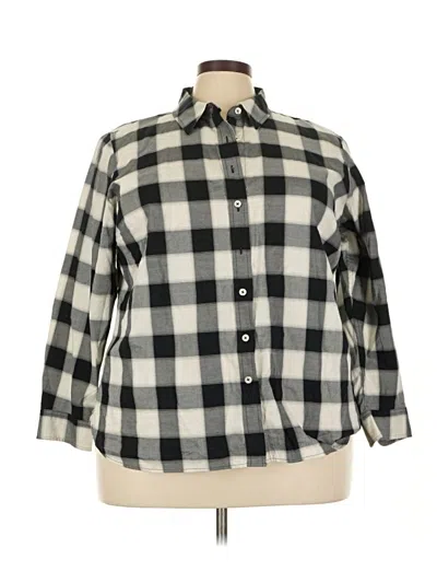 Pre-owned Talbots 3/4 Sleeve Button Down Shirt In Black