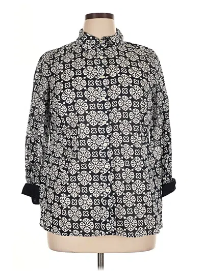 Pre-owned Talbots 3/4 Sleeve Button Down Shirt In Black