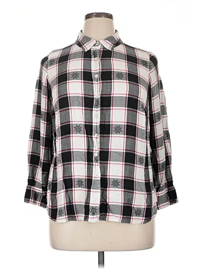 Pre-owned Talbots 3/4 Sleeve Button Down Shirt In Black