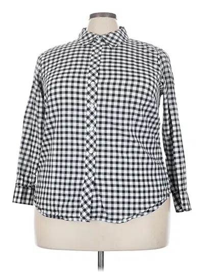 Pre-owned Talbots 3/4 Sleeve Button Down Shirt In Black