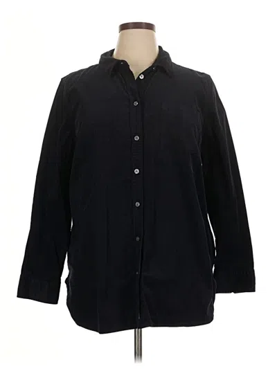 Pre-owned Talbots 3/4 Sleeve Button Down Shirt In Black