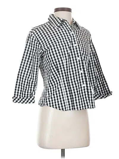 Pre-owned Talbots 3/4 Sleeve Button Down Shirt In Black