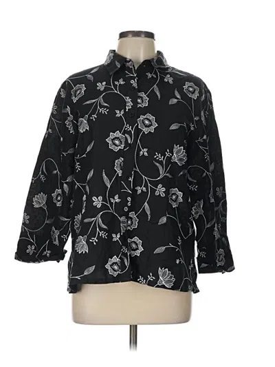 Pre-owned Talbots 3/4 Sleeve Button Down Shirt In Black