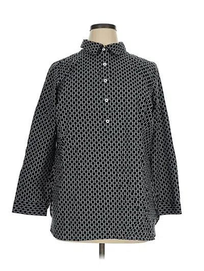 Pre-owned Talbots 3/4 Sleeve Button Down Shirt In Black