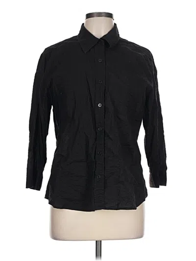 Pre-owned Talbots 3/4 Sleeve Button Down Shirt In Black