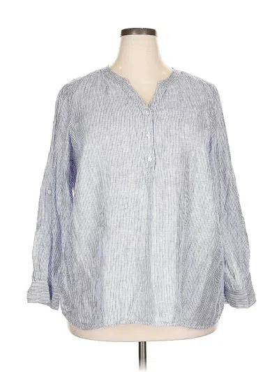 Pre-owned Talbots 3/4 Sleeve Button Down Shirt In Blue