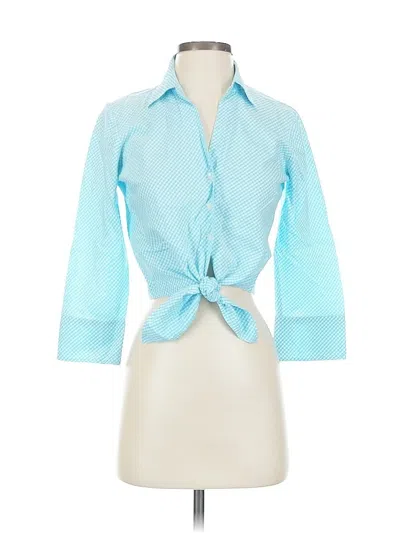 Pre-owned Talbots 3/4 Sleeve Button Down Shirt In Blue