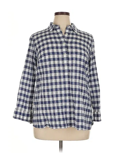 Pre-owned Talbots 3/4 Sleeve Button Down Shirt In Blue