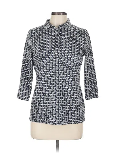 Pre-owned Talbots 3/4 Sleeve Button Down Shirt In Blue