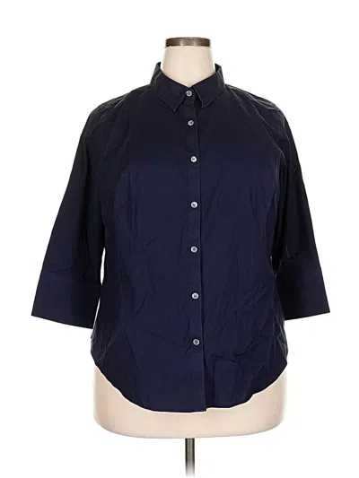 Pre-owned Talbots 3/4 Sleeve Button Down Shirt In Blue