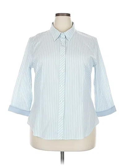 Pre-owned Talbots 3/4 Sleeve Button Down Shirt In Blue