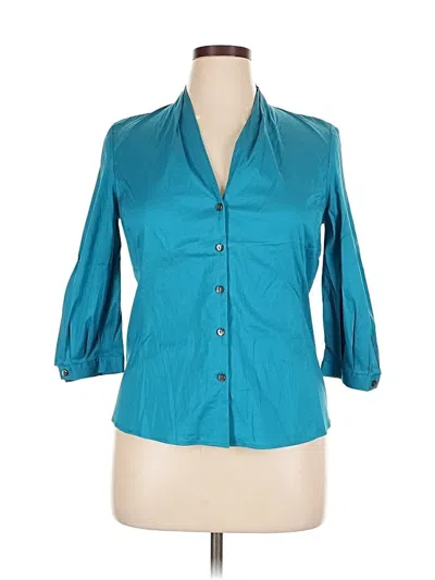 Pre-owned Talbots 3/4 Sleeve Button Down Shirt In Blue