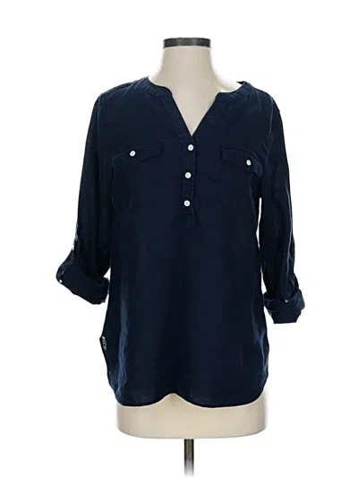 Pre-owned Talbots 3/4 Sleeve Button Down Shirt In Blue