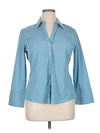 Pre-owned Talbots 3/4 Sleeve Button Down Shirt In Blue