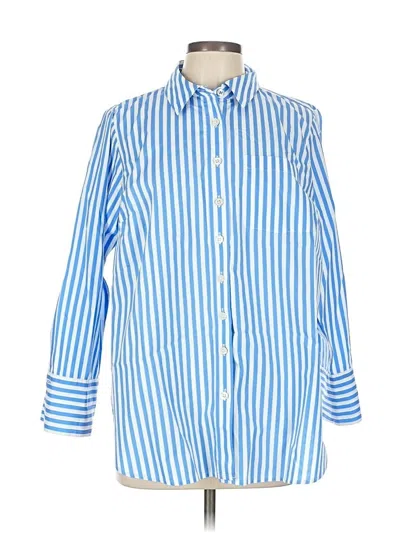 Pre-owned Talbots 3/4 Sleeve Button Down Shirt In Blue