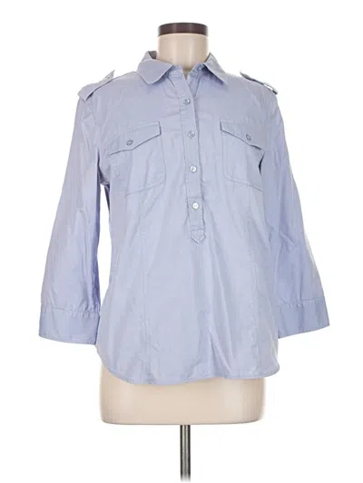 Pre-owned Talbots 3/4 Sleeve Button Down Shirt In Blue