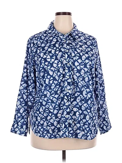 Pre-owned Talbots 3/4 Sleeve Button Down Shirt In Blue